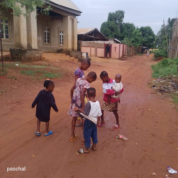 Street life documented on muddy road after rain