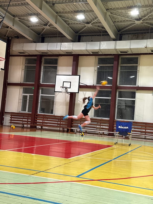 Women's volleyball and fitness training session in Sofia gymnasium