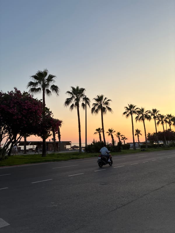 Golden hour along Alanya's waterfront promenade