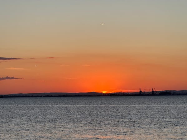 Sunset over Burgas Bay, Black Sea coast