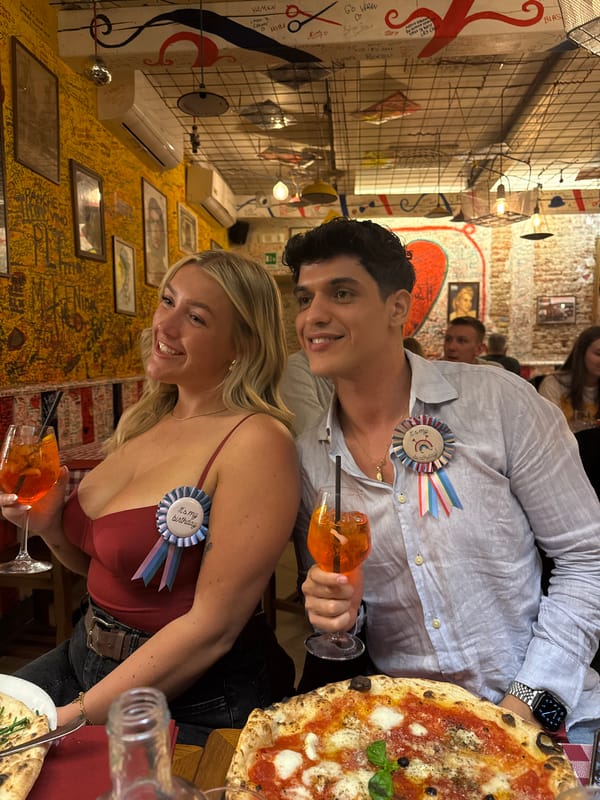 Birthday celebration with pizzas at Milan restaurant