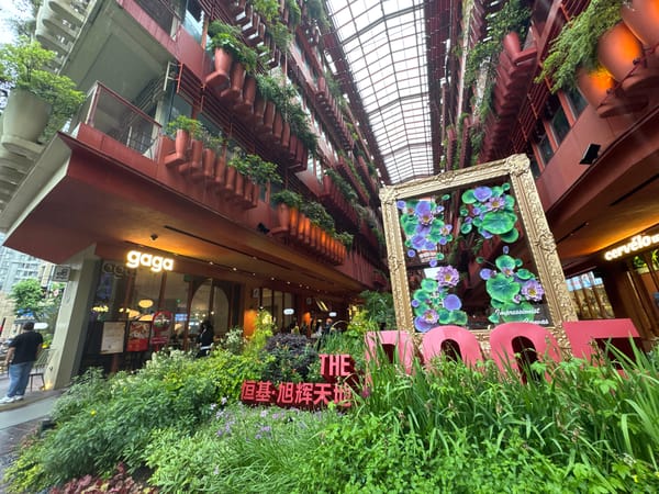 Morning scene captured at Shanghai's Xintiandi Plaza outdoor display
