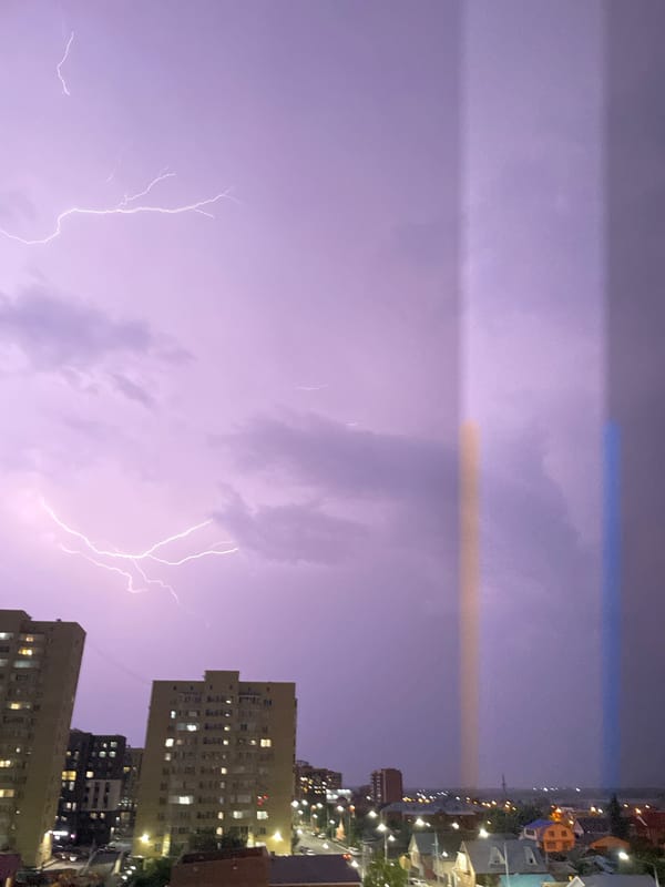 Lightning storm lights up Petropavl's night sky