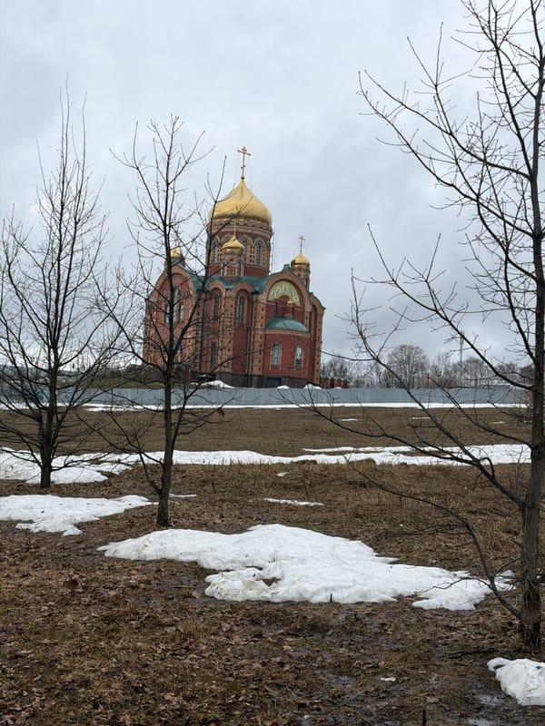 Spring transition view captured at Berezniki church