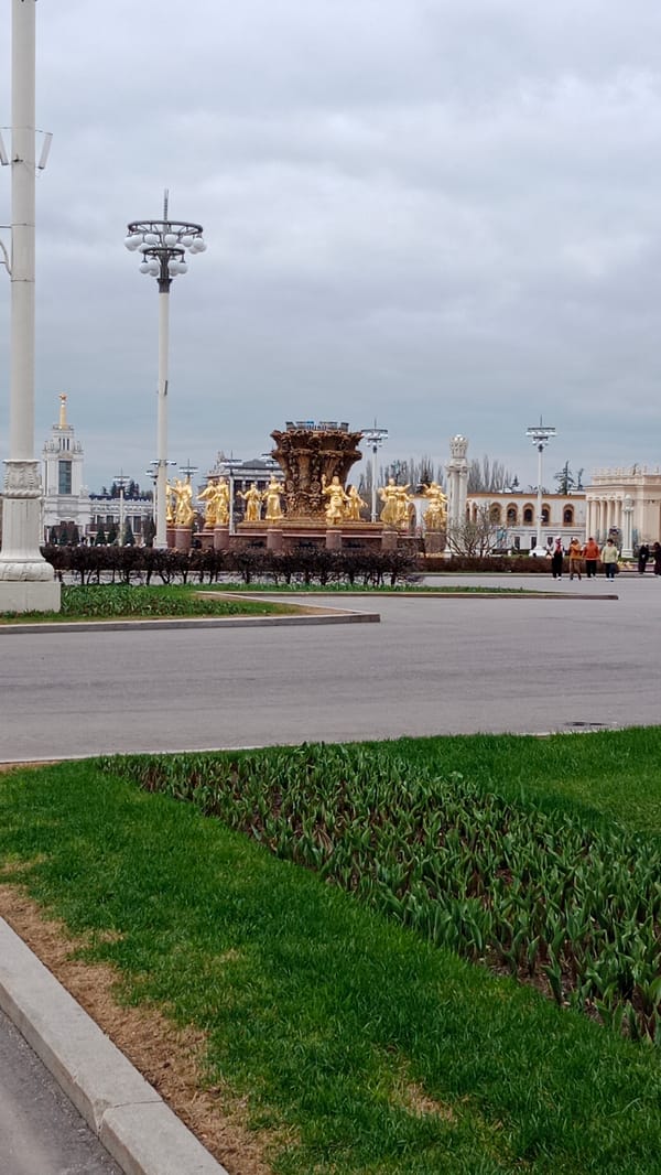 Routine morning activity documented at Moscow's VDNKh park