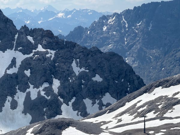 Summer morning on the Zugspitze, snow patches and all