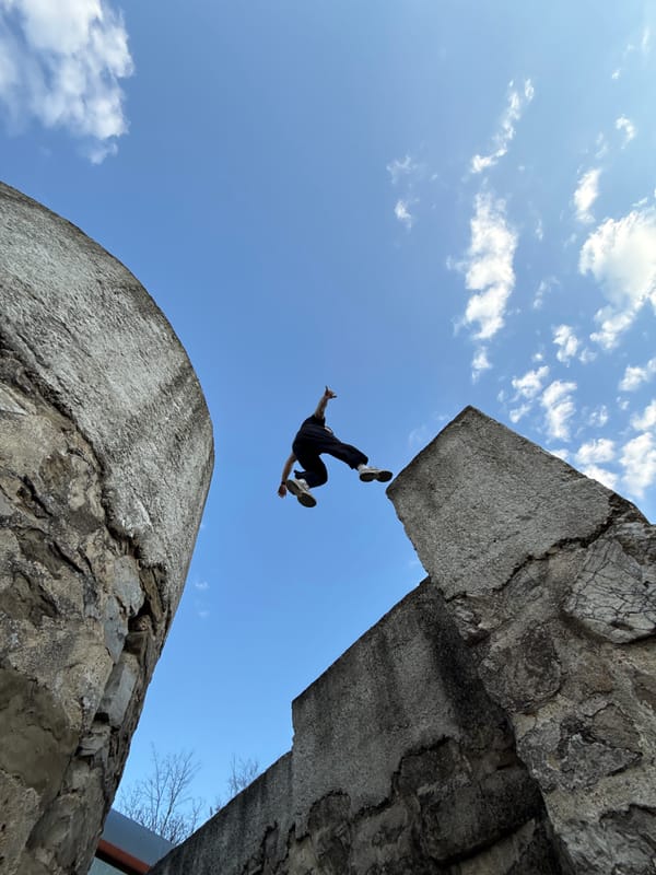 Acrobatic jumps performed at ancient Bulgarian ruins in Veliki Preslav
