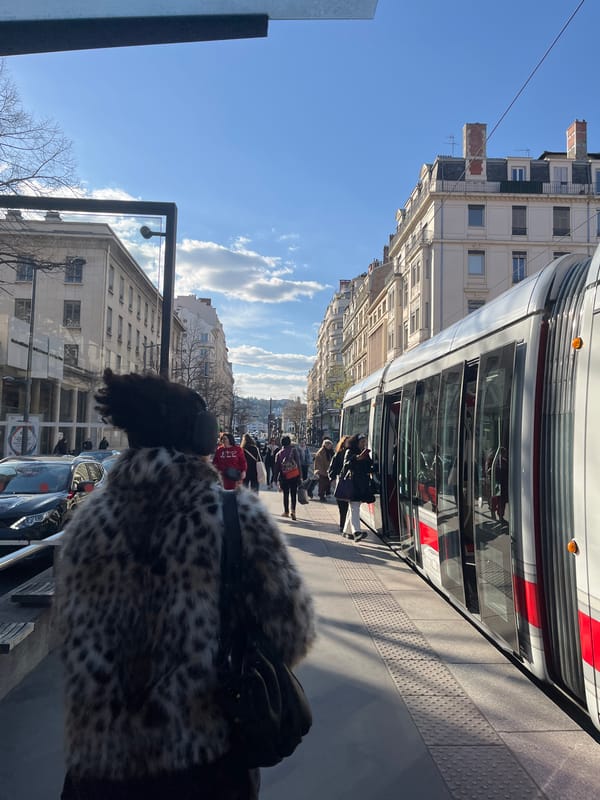 Tram passengers board and disembark at Lyon station