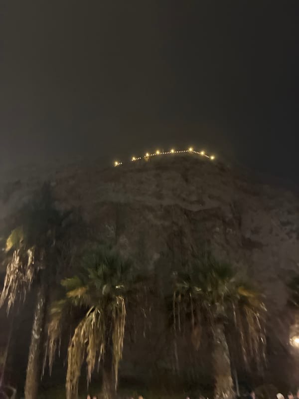 Nighttime street gathering with dancing draws crowds in Arica, Chile