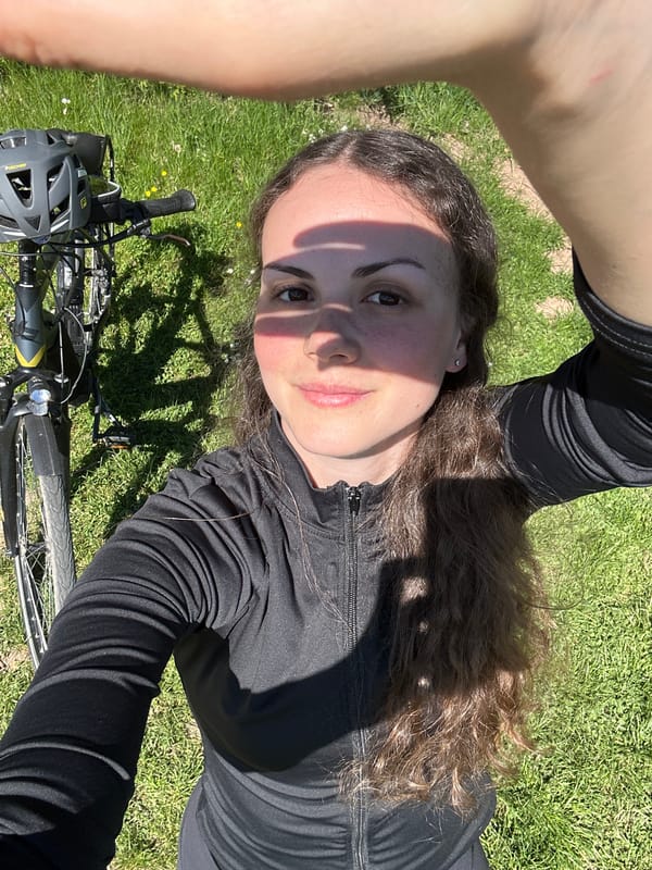 Outdoor selfie and e-bike ride documented same location