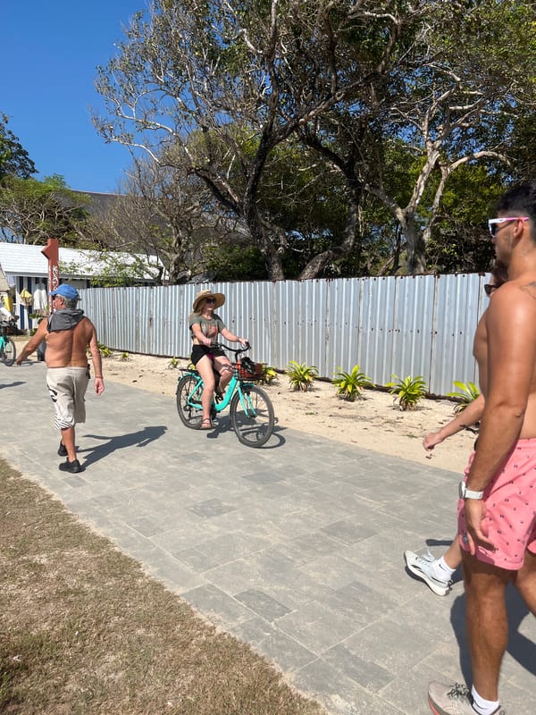 Lazy morning at a Bali beach resort: bikes, go-karts, and ocean views