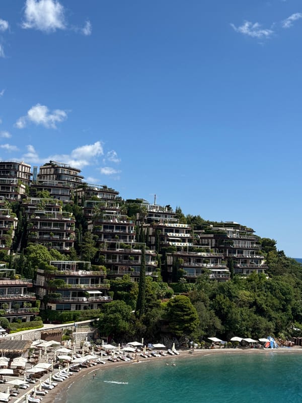 Tourist captures scenic coastal views in Budva Montenegro