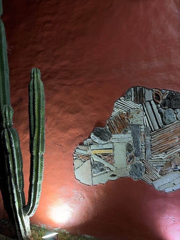 Decorative stone mosaic wall spotted in Cuernavaca