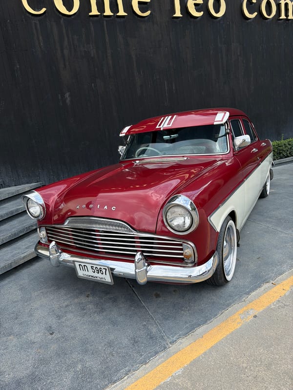 Classic Ford Zodiac parked in Choeng Thale, Thailand