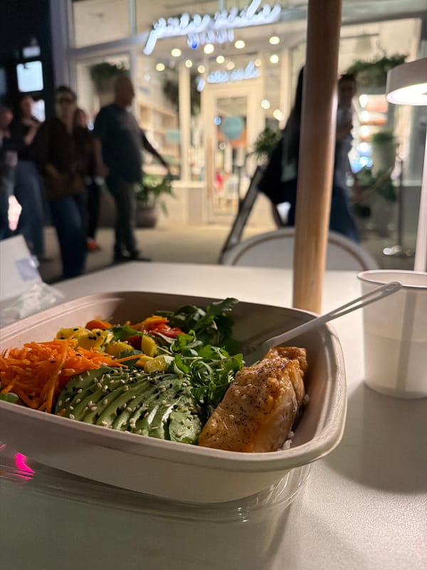 Late-night salad meal documented in Manhattan