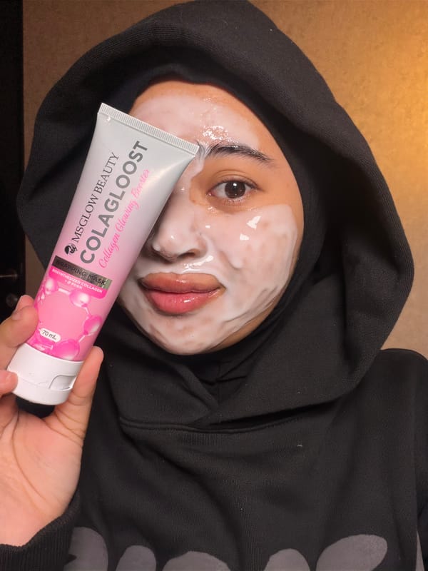 MSGLOW collagen face mask demo, East Jakarta