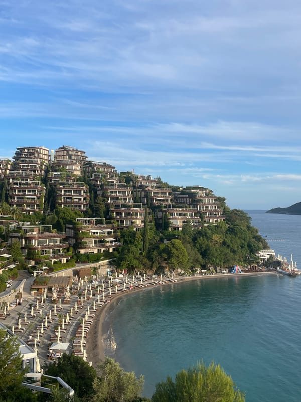 Budva resort and Adriatic coastline on a summer afternoon