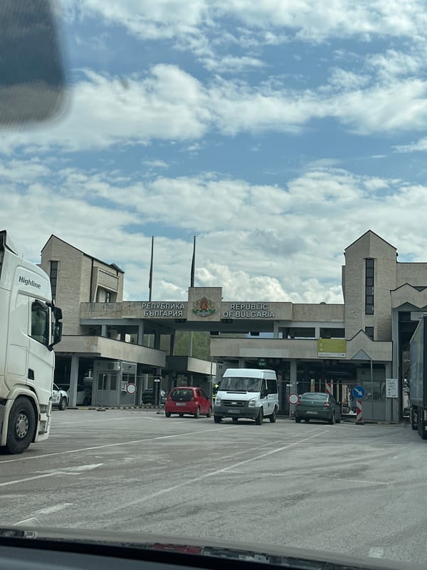 Shoppers browse duty-free store displays at Bulgaria border crossing