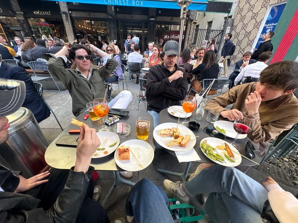 Afternoon street life documented in central Milan district