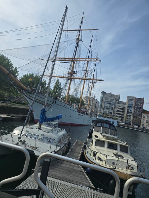 Historic sailing ship Mercator docked at Ostend harbor