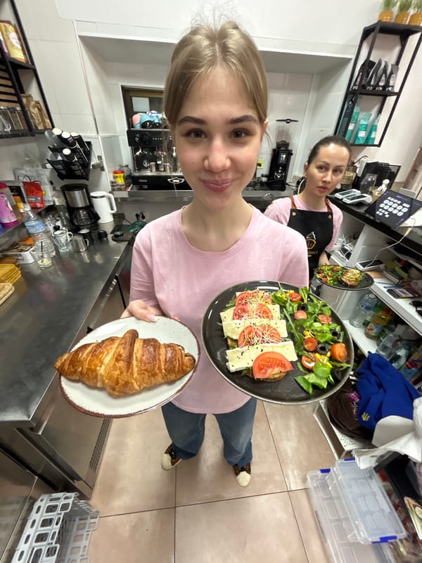Food preparation underway at Málaga cafe kitchen