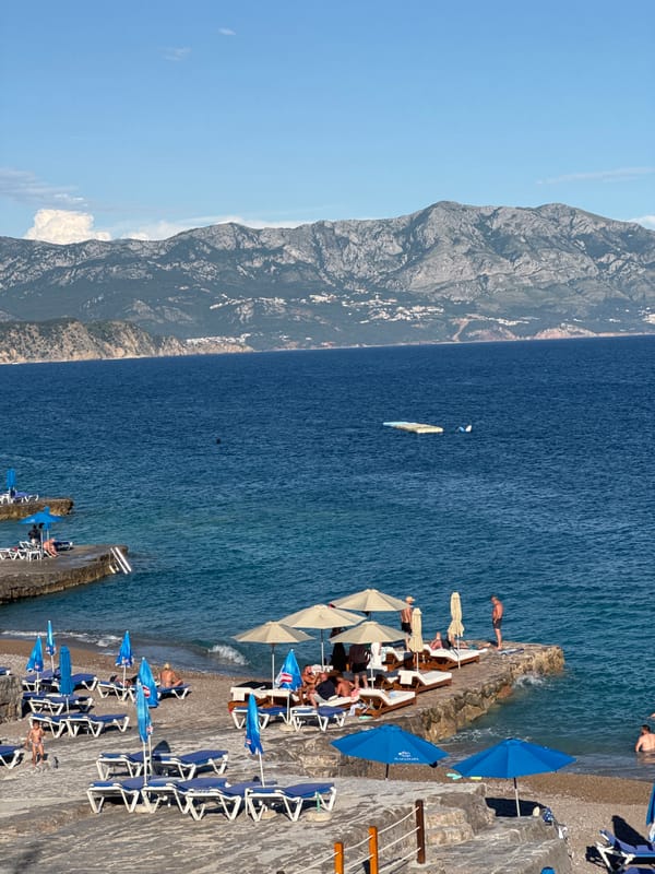 Lazy beach club afternoon on the Montenegrin Adriatic coast