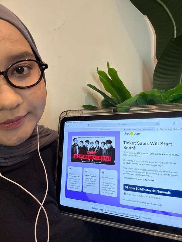 Woman monitors BTS concert ticket sales in West Jakarta