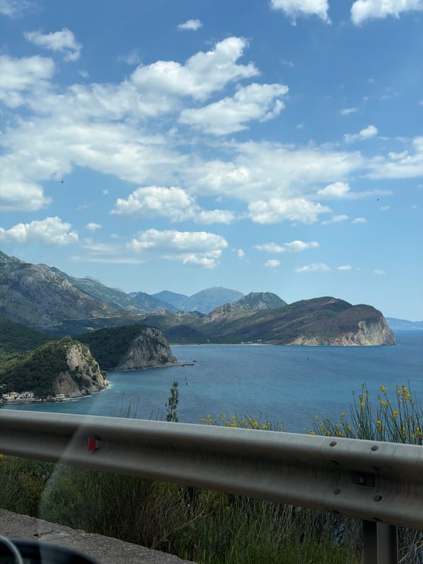 Coastal landscape observed from elevated roadside in Montenegro