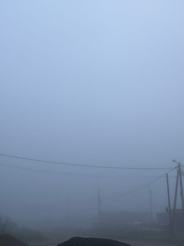 Dense fog envelops Chaikovsky, Russia in early morning hours