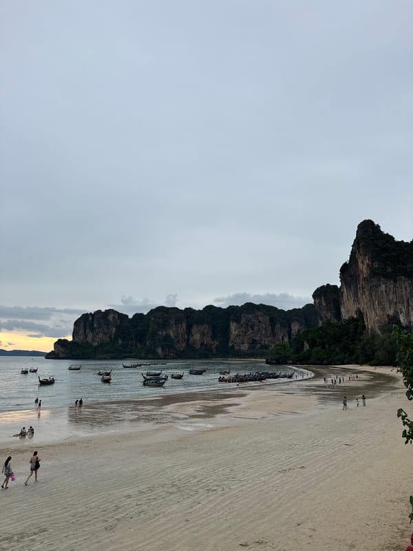 Coffee and coastline on a cloudy morning in Ao Nang