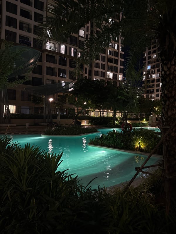 Nighttime amenities at a Thủ Đức residential complex