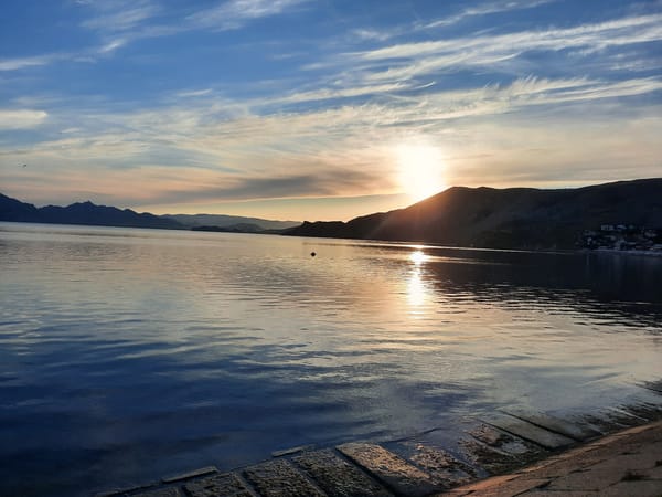 Sunset over calm water at Ordzhonikidze, Ukraine