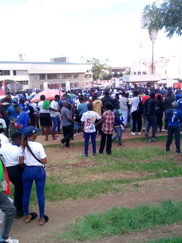 AFC Leopards fans gather outside Nairobi stadium