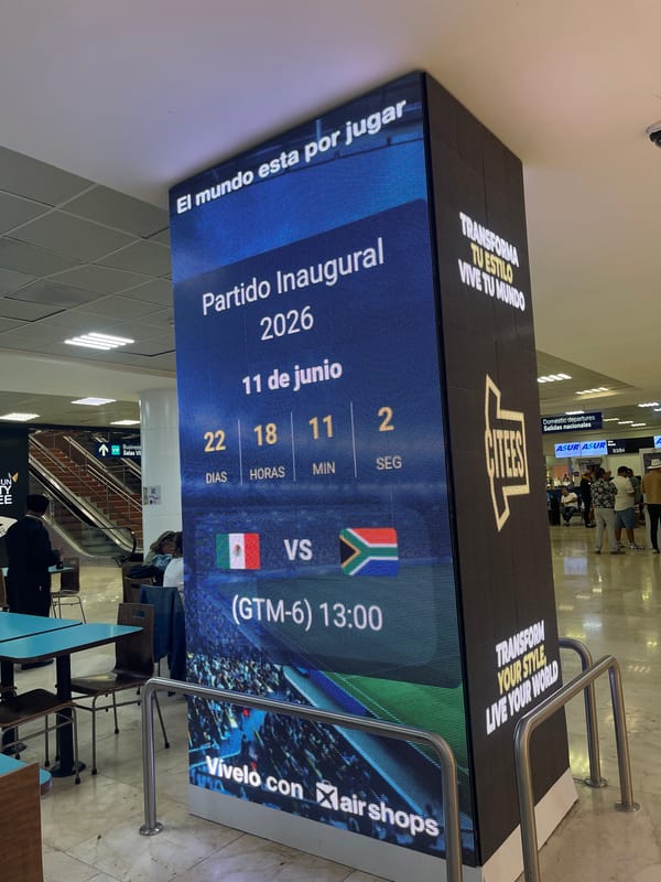 Airport display shows 2026 World Cup opening game details