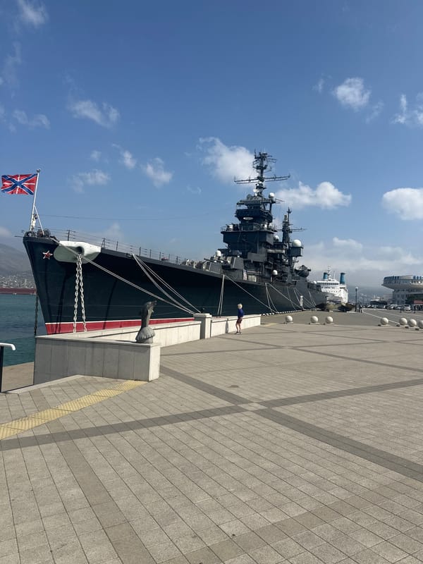 Russian cruiser Mikhail Kutuzov docked at Novorossiysk port