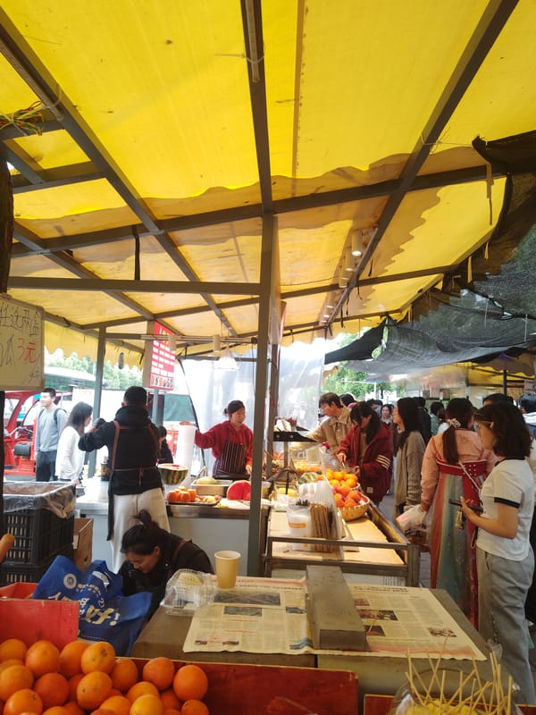Early morning market activity in Shapingba District, Chongqing
