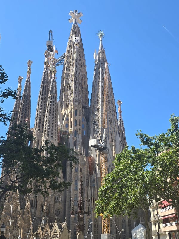 Morning scenes around Barcelona's Sagrada Familia documented by visitor