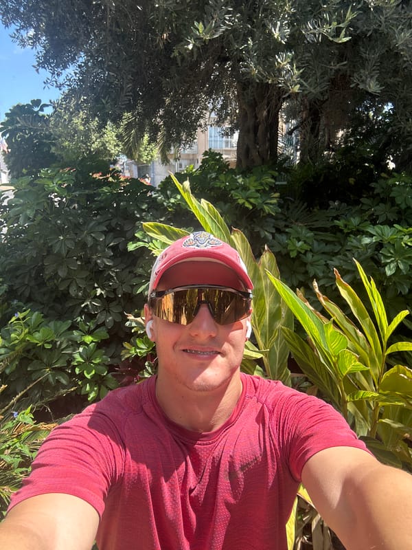 Man takes selfie among plants in Ramat Gan