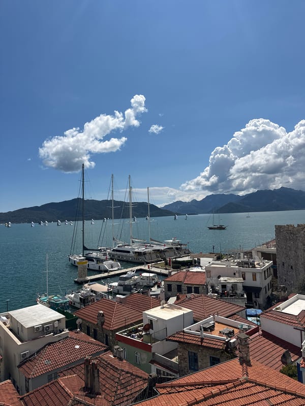 Morning harbor and street views captured in Marmaris, Turkey