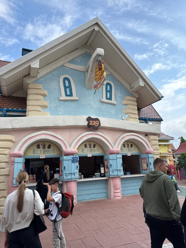 Afternoon at an amusement park, rides and snacks included
