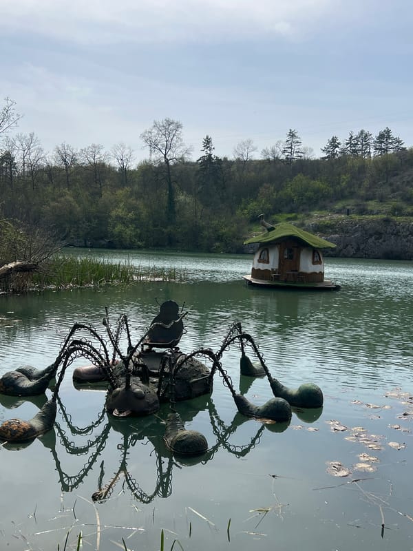 Tourist documents Lukovit landmarks including floating house and memorial