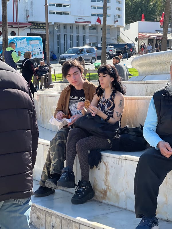 Casual street moments captured in sunny Tangier