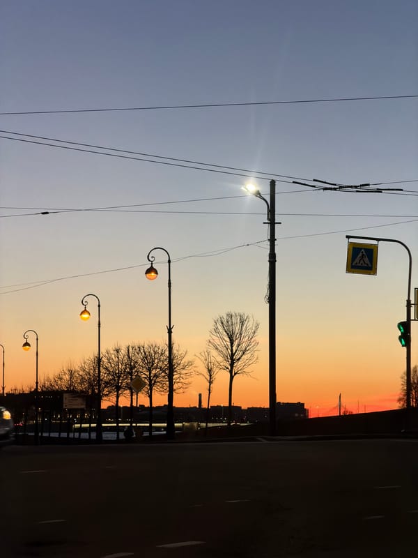 Dawn waterway scene documented in Saint Petersburg