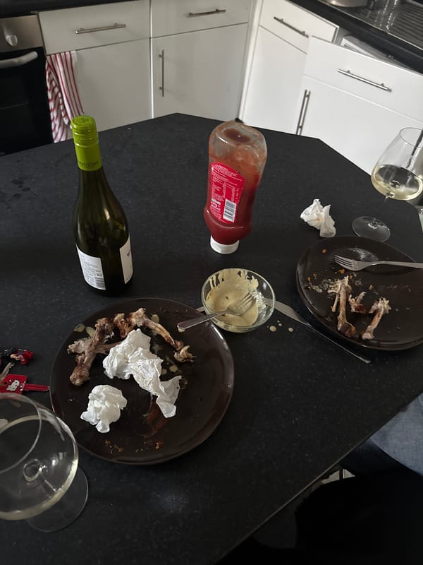 Casual dinner for two documented in Cardiff home