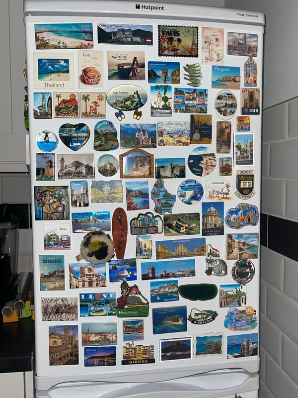 Travel memories displayed on Maidstone refrigerator door