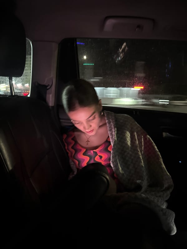 Person sleeps in vehicle back seat in Armenian city