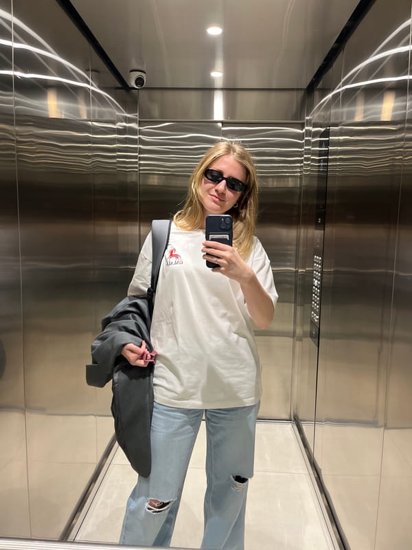 Woman takes elevator selfie in Belgrade