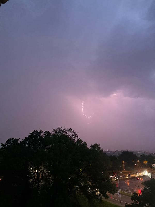 Lightning storm strikes Varna, Bulgaria evening hours