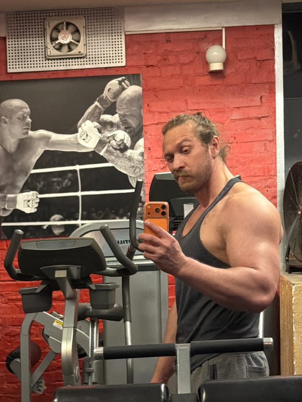 Evening gym session documented during sunset in Saint Petersburg