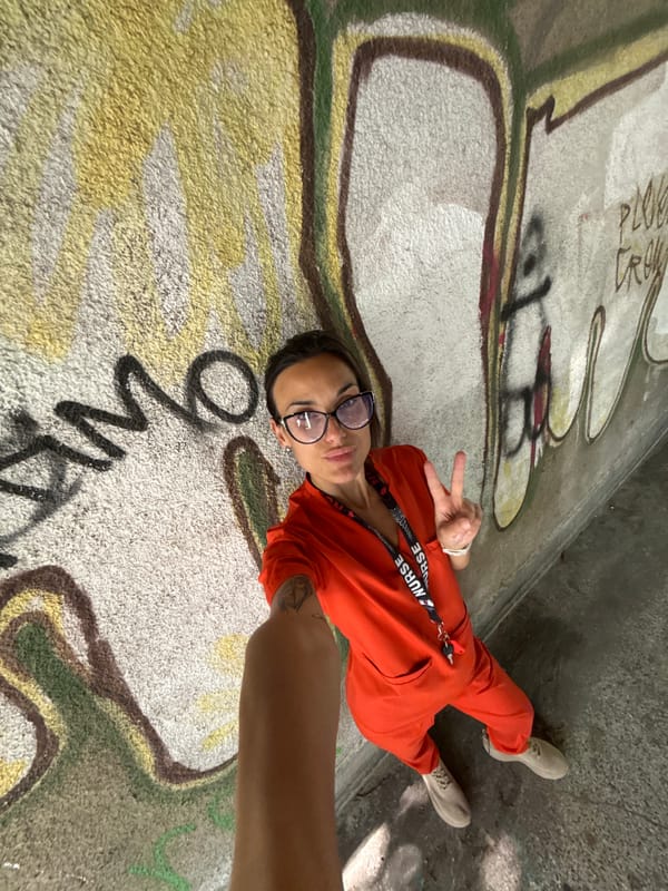 Nurse takes selfies around Pleven during a quick break